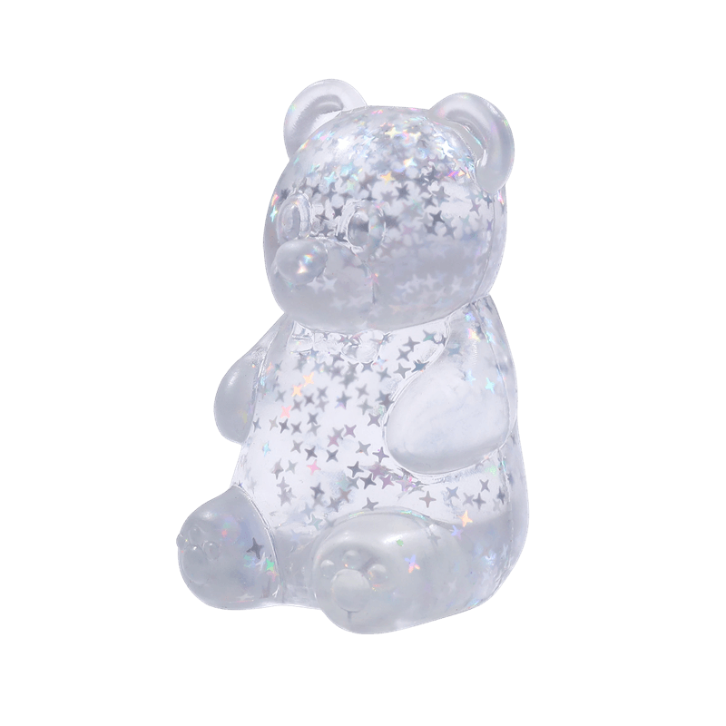 クマのふにゃふにゃおもちゃ、ゆっくり上がるスクイーズストレス解消器、キラキラ半透明感覚そわそわ
