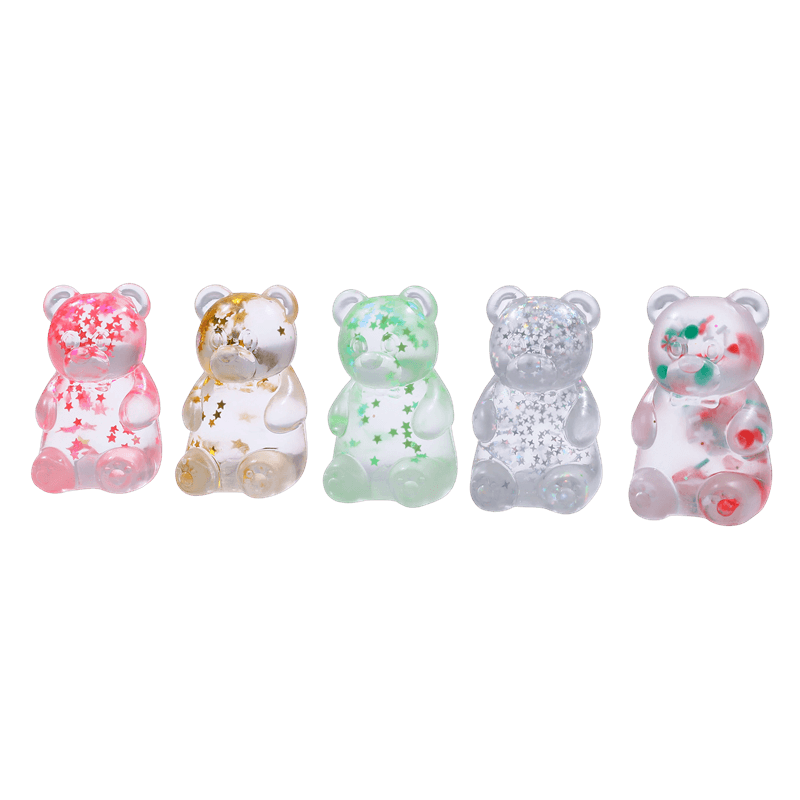 クマのふにゃふにゃおもちゃ、ゆっくり上がるスクイーズストレス解消器、キラキラ半透明感覚そわそわ